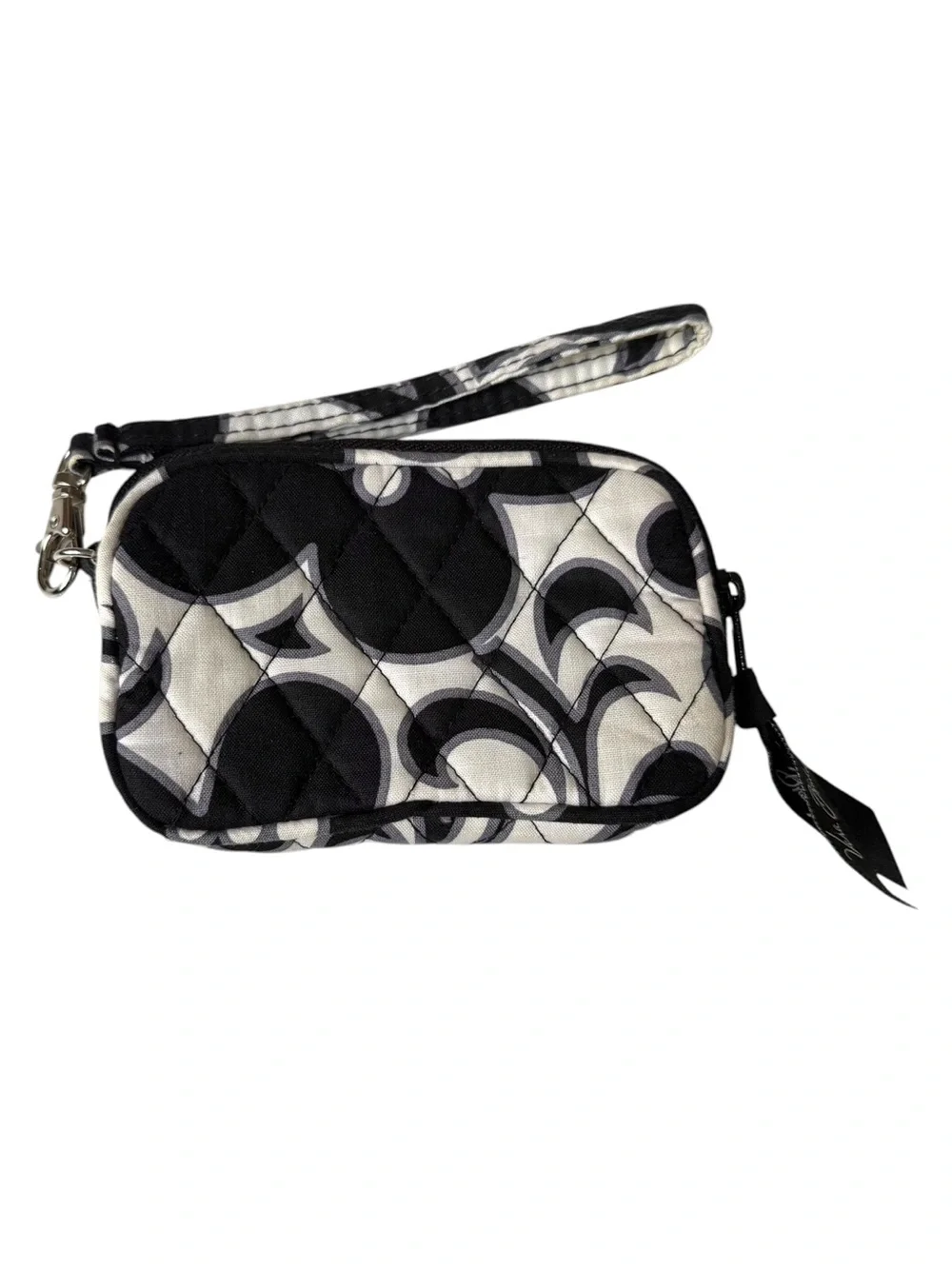 4/$25 Vera Bradley Night & Day Quilted Coin Pouch Wristlet Small Black White